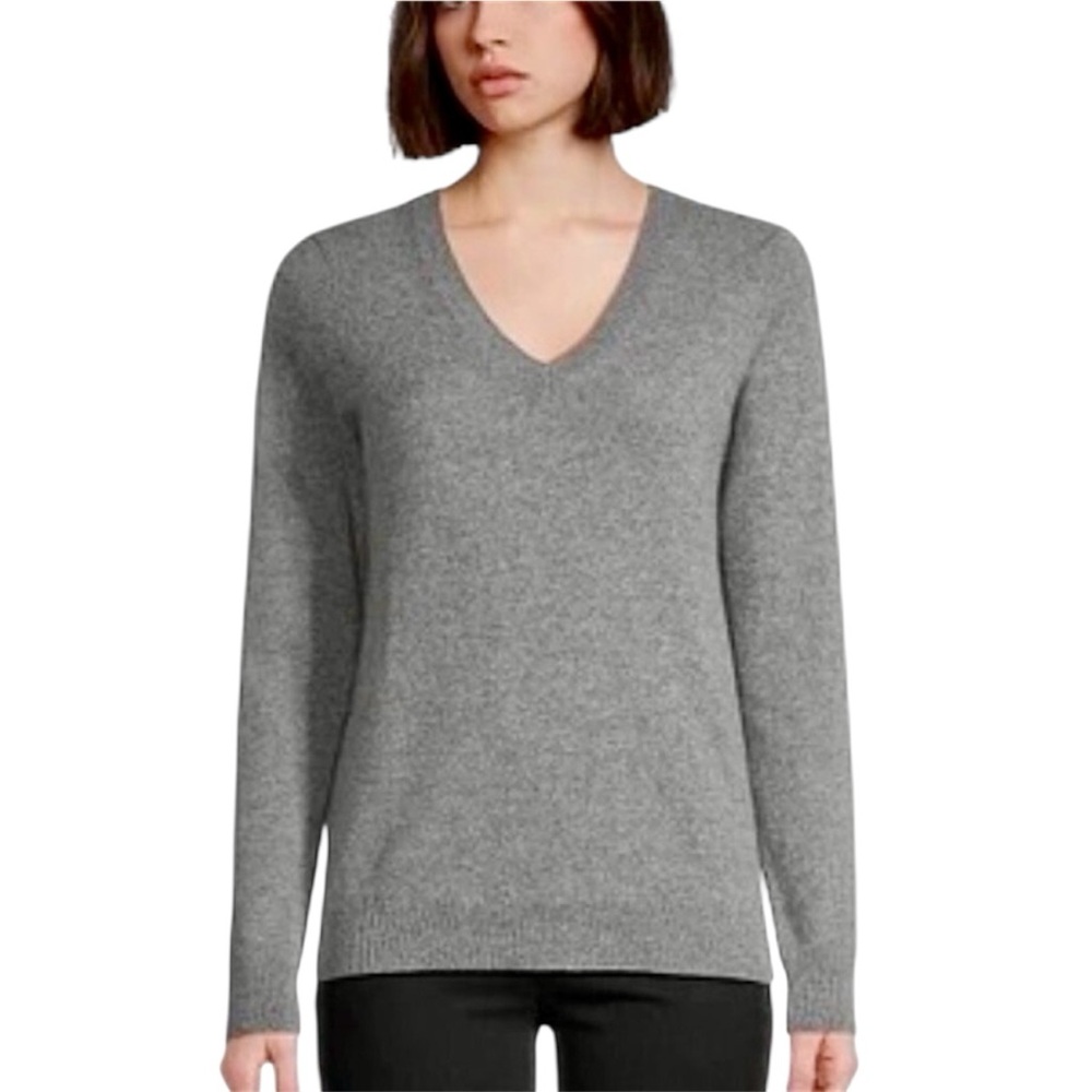 Hudson North Cashmere Sweater Size Large Heathered Grey Quiet Luxury Soft